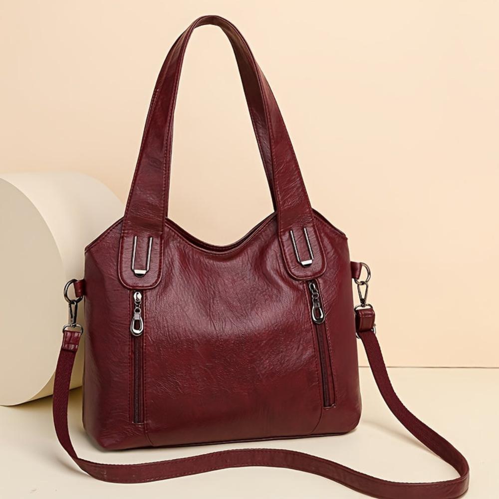 Wendy structured vegan leather tote bag dual handles adjustable strap all-season women's handbag