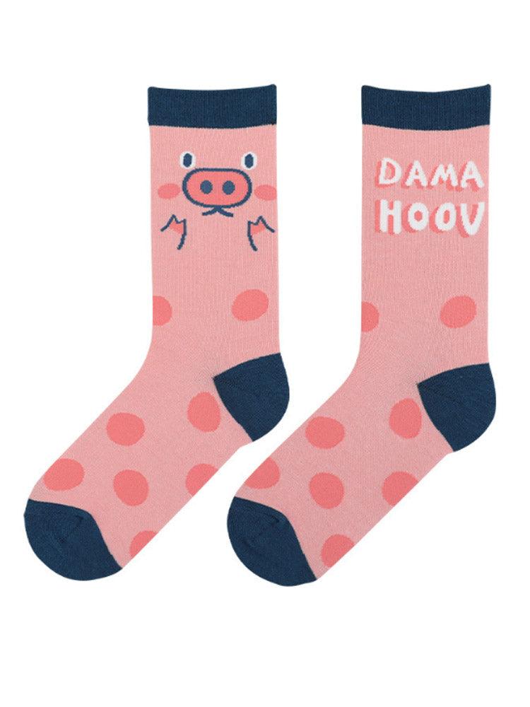Colorful animal print crew socks soft breathable cotton blend playful novelty design kids adults
