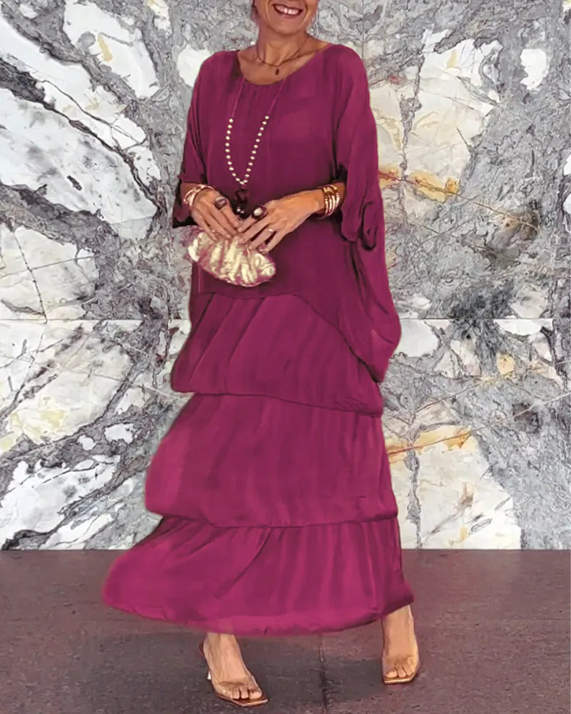 Women's maxi dress in flowing loose-fit silhouette, airy breathable fabric for casual to formal wear
