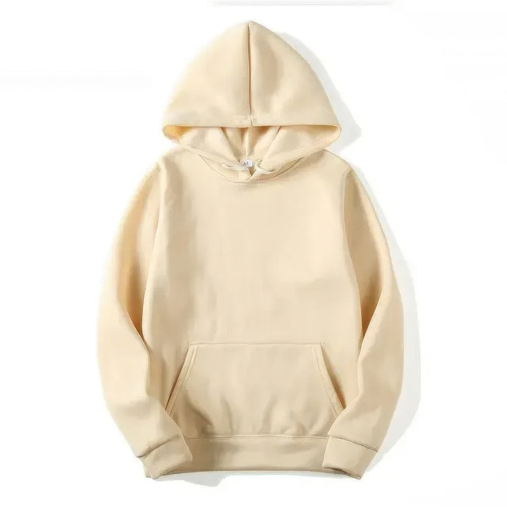Ezra unisex casual hoodie in neutral tones, relaxed fit with drawstring hood for everyday wear