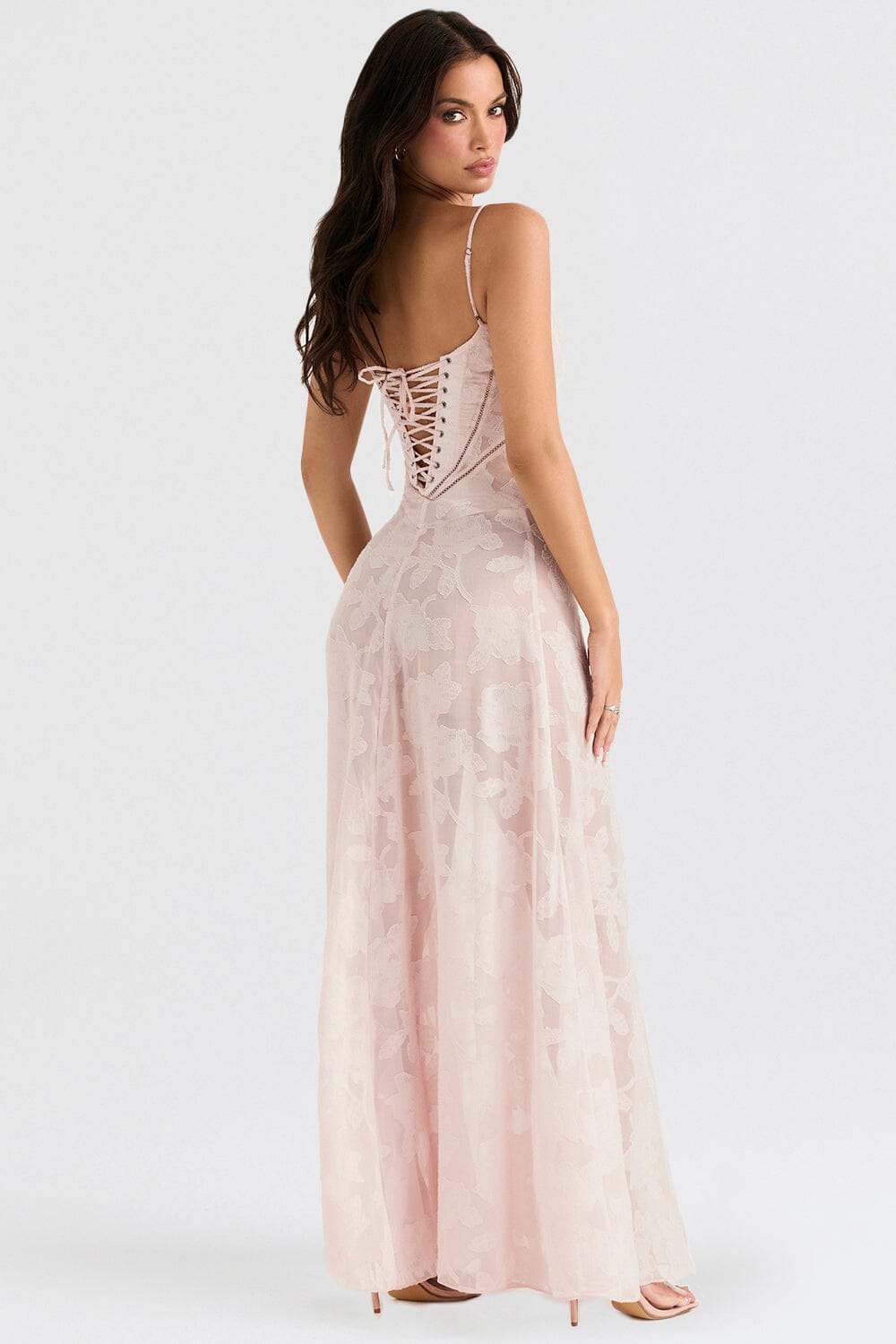Floral chiffon maxi dress slim fit spaghetti straps lightweight women's summer style