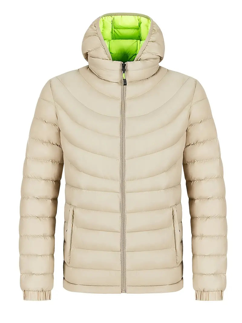 Men's lined winter jacket in classic style with stand-up collar, warm quilted construction for cold weather