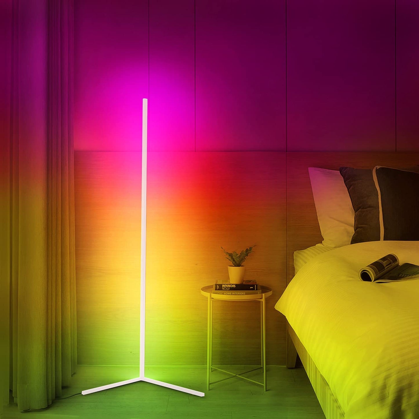 Slim LED corner lamp adjustable brightness minimalist design for small apartments living rooms bedrooms