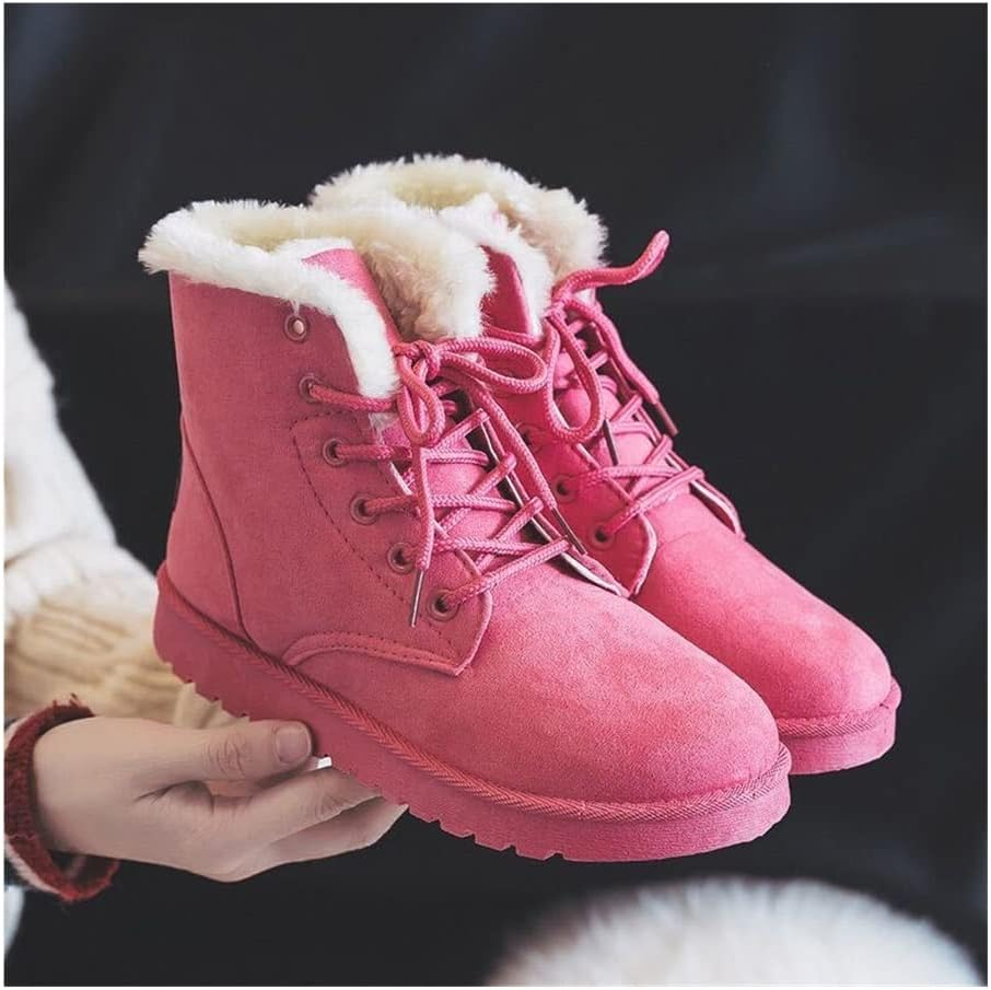 Women's winter lace-up ankle boots with warm insulated lining, secure fit, and non-slip sole