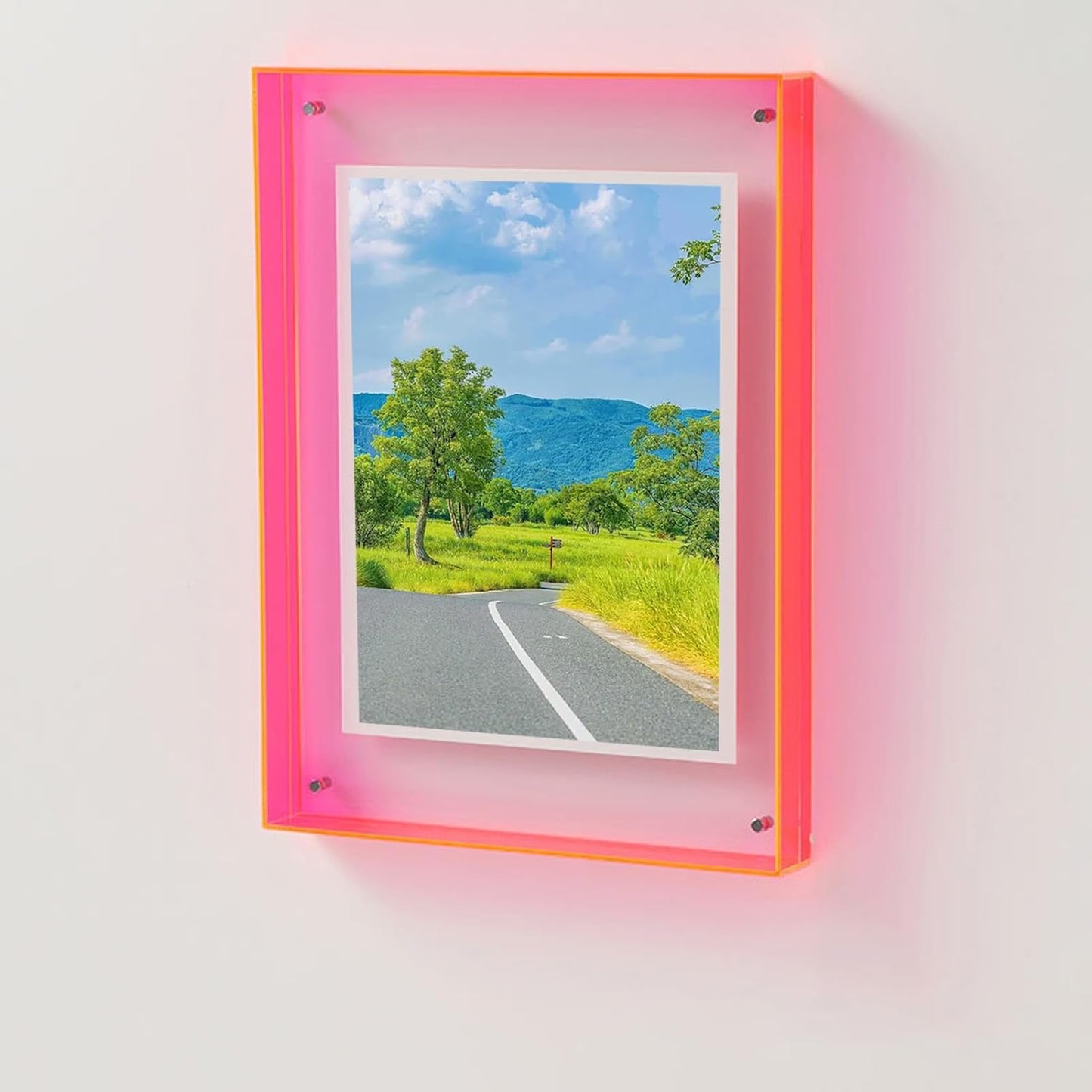Vibrant transparent acrylic photo frame colorful modern display for wall or desk decor