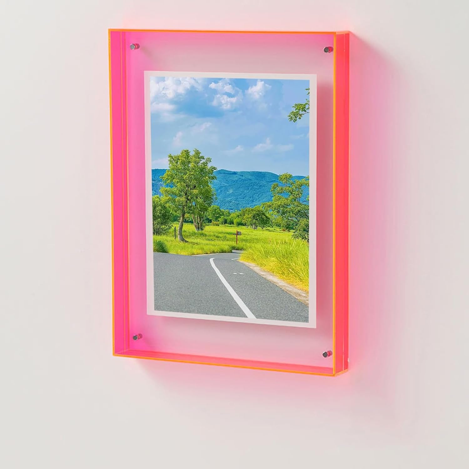 Vibrant transparent acrylic photo frame colorful modern display for wall or desk decor