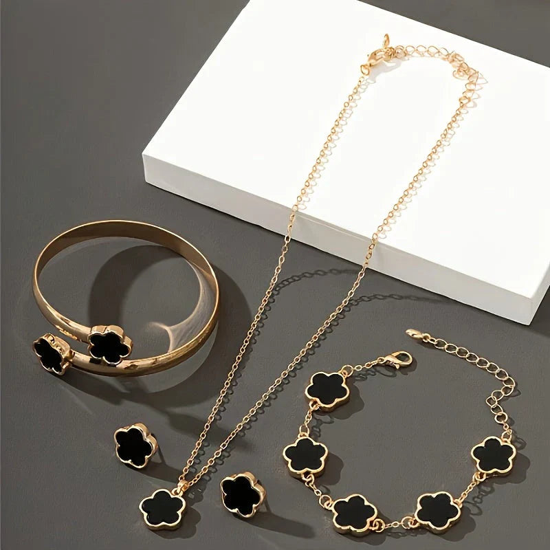 Sienna 3-piece jewelry set necklace earrings bracelet delicate flower charms women feminine