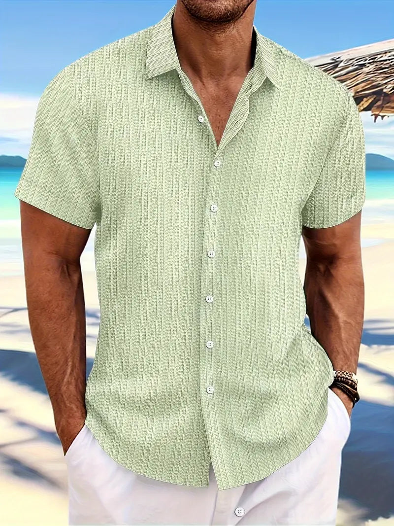 Men's relaxed-fit striped shirt in soft breathable fabric with loose casual silhouette