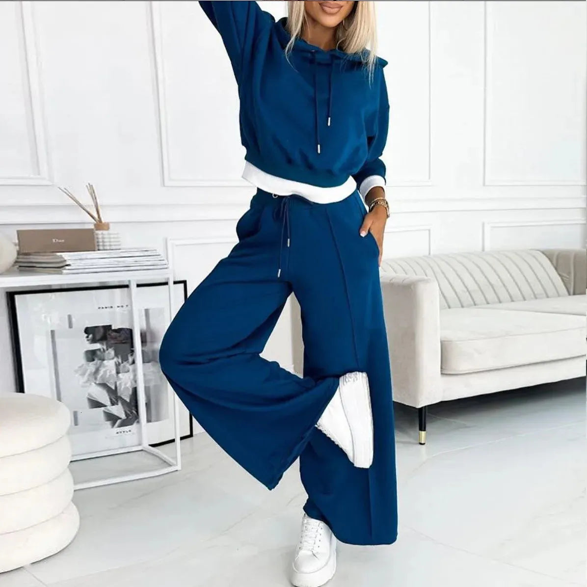 Women's monochrome cozy matching set soft premium fabric minimalist style cold weather comfort
