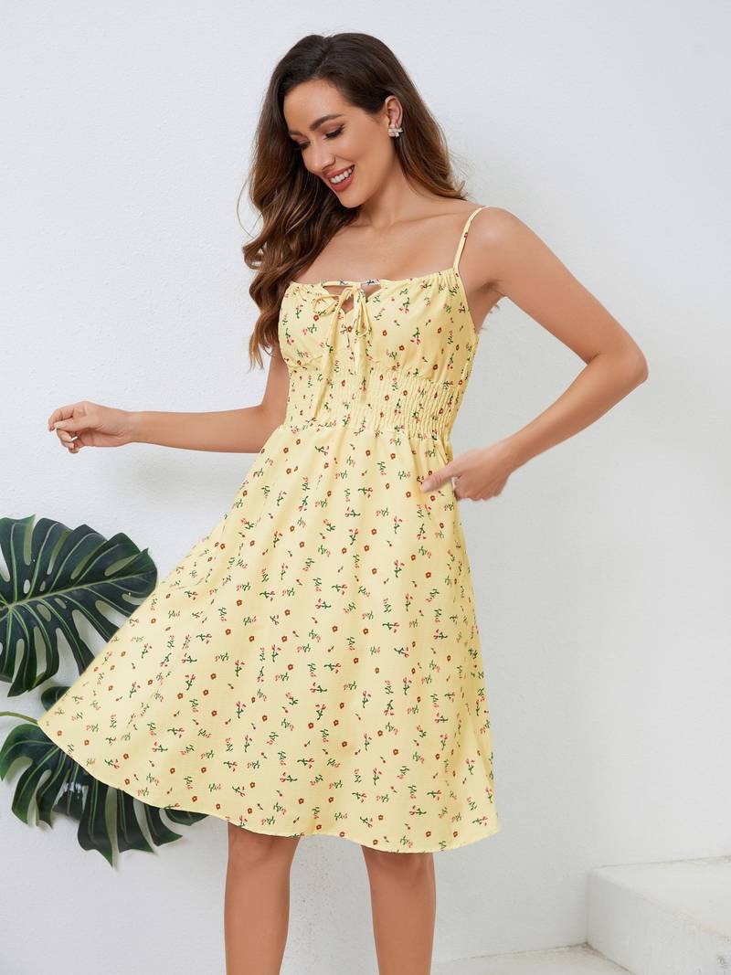 Women's casual cami dress Madison style adjustable drawstring sleeveless effortless chic fit
