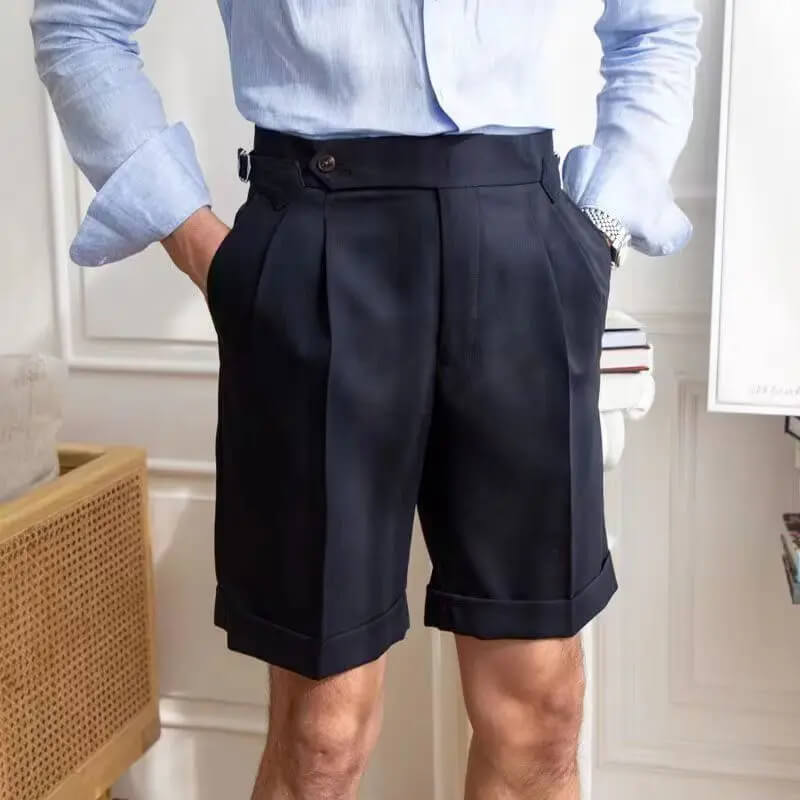 Men's knee-length casual stretch cotton shorts relaxed fit breathable everyday summer wear
