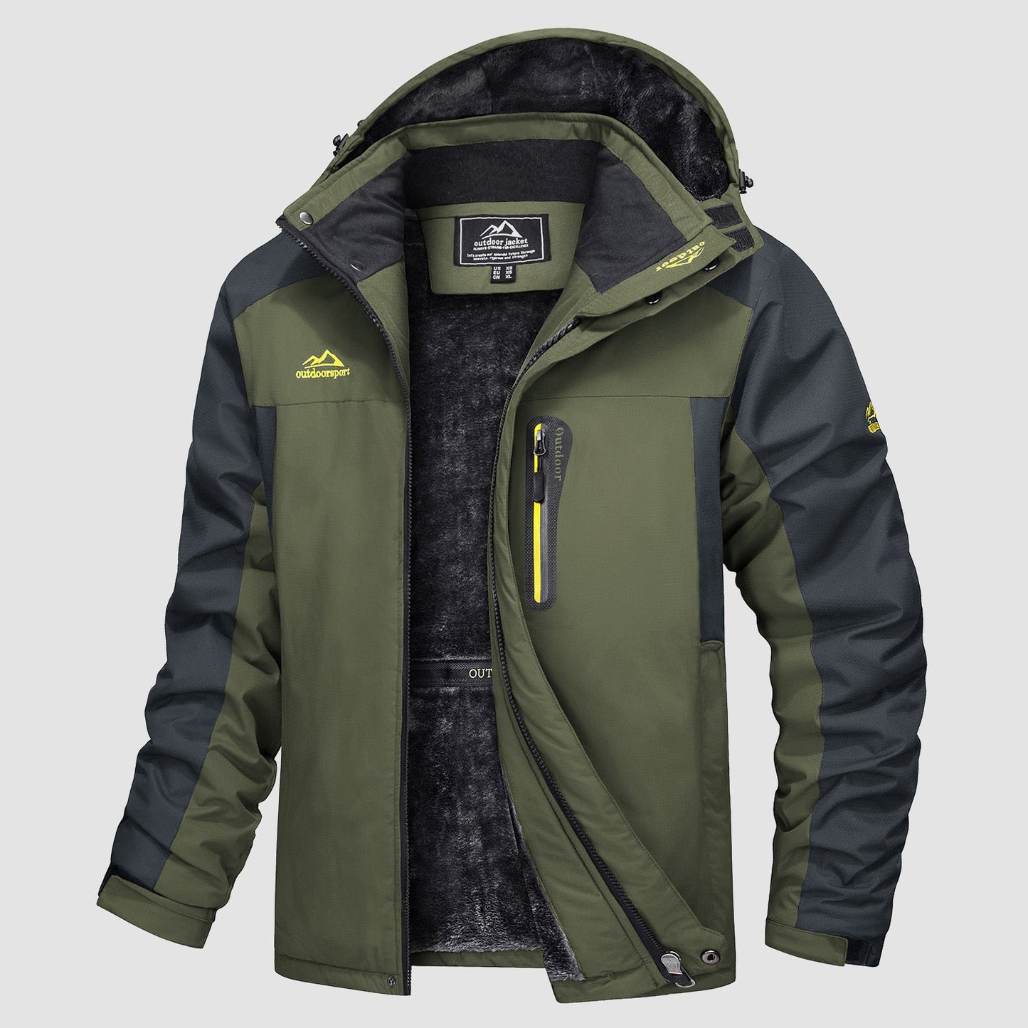 Men's navy blue water-resistant ski parka with fleece lining and adjustable drawcord hem