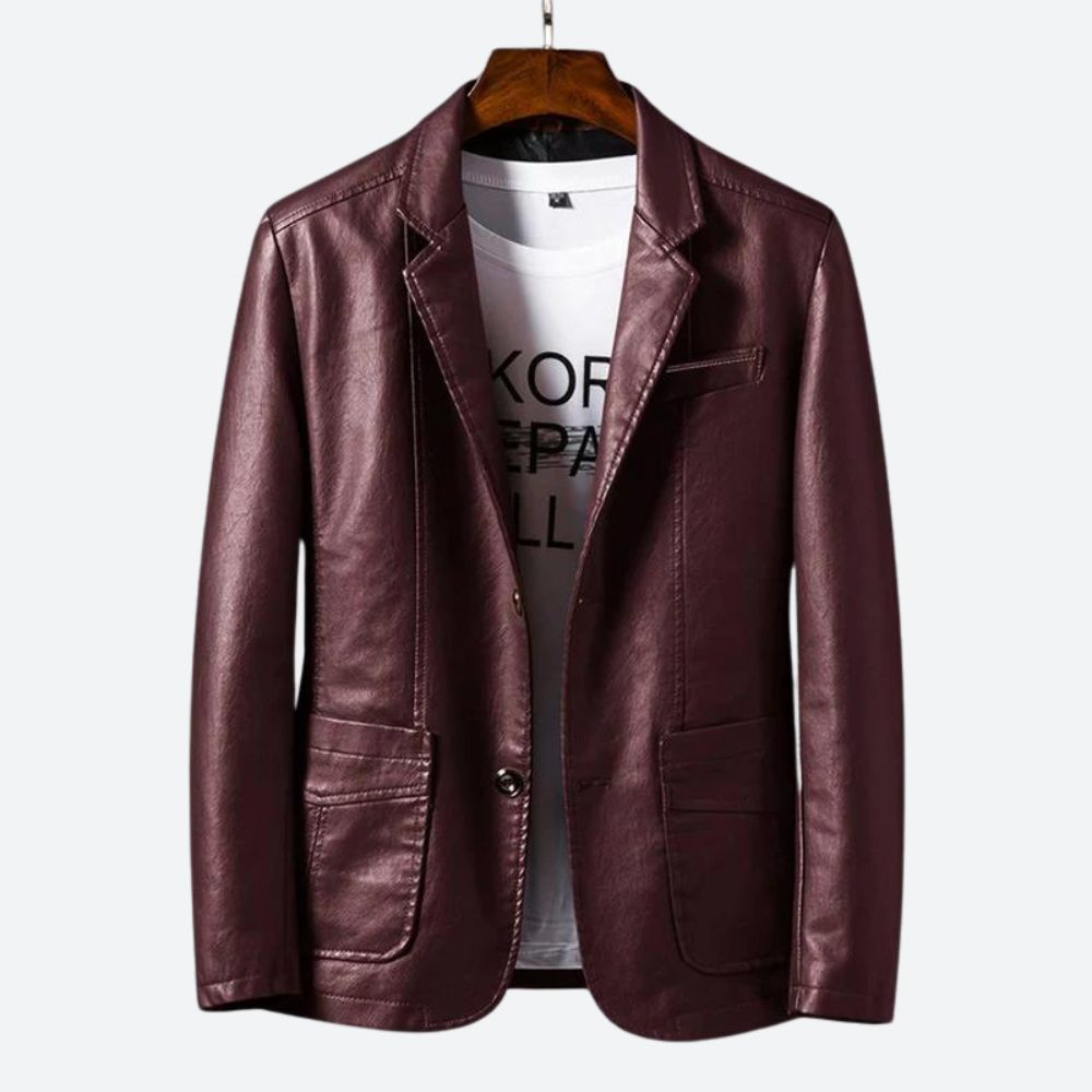 Gildas men's dark structured blazer slim two-button closure minimalist professional style