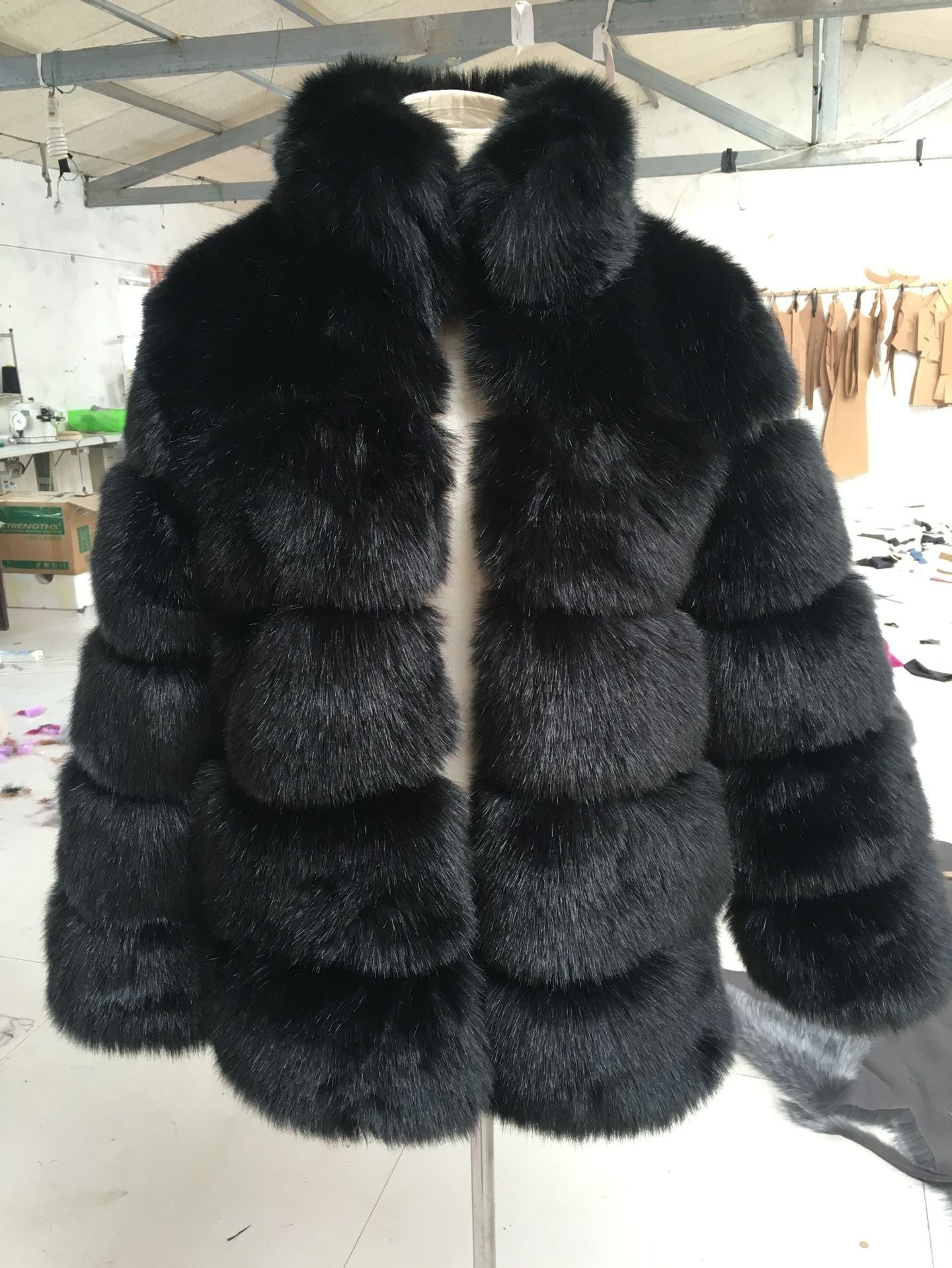Women's short faux fox fur coat, soft minimalist silhouette, lightweight warmth for cold days