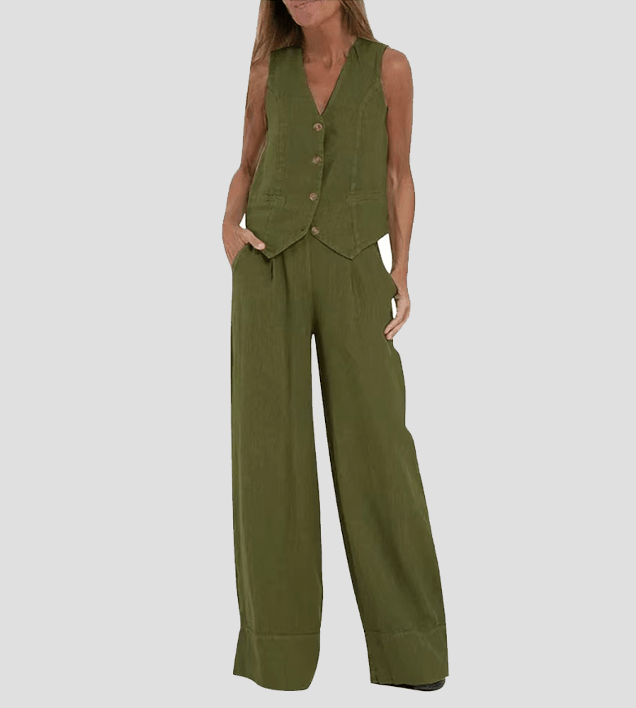 Women's cotton vest and pants leisure suit two-piece casual set breathable summer everyday wear