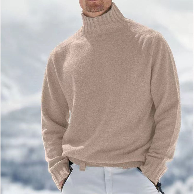 Men's luxury pullover sweater neutral tone classic crewneck soft fabric everyday versatile style