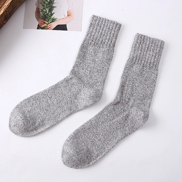 Unisex winter wool blend ribbed knit socks neutral tones breathable all-day warmth comfort