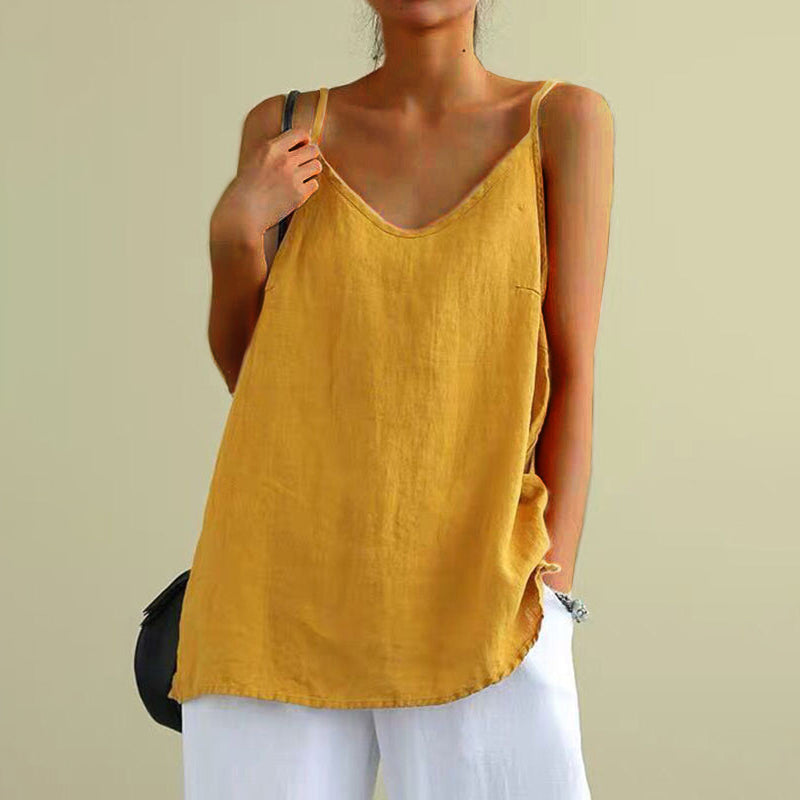 Women's solid color strapless tank top, breathable cotton-nylon blend sleeveless summer everyday wear