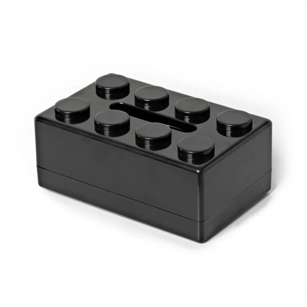Bright ABS plastic nostalgic block-style tissue holder, durable desk decor with cheerful colorful design