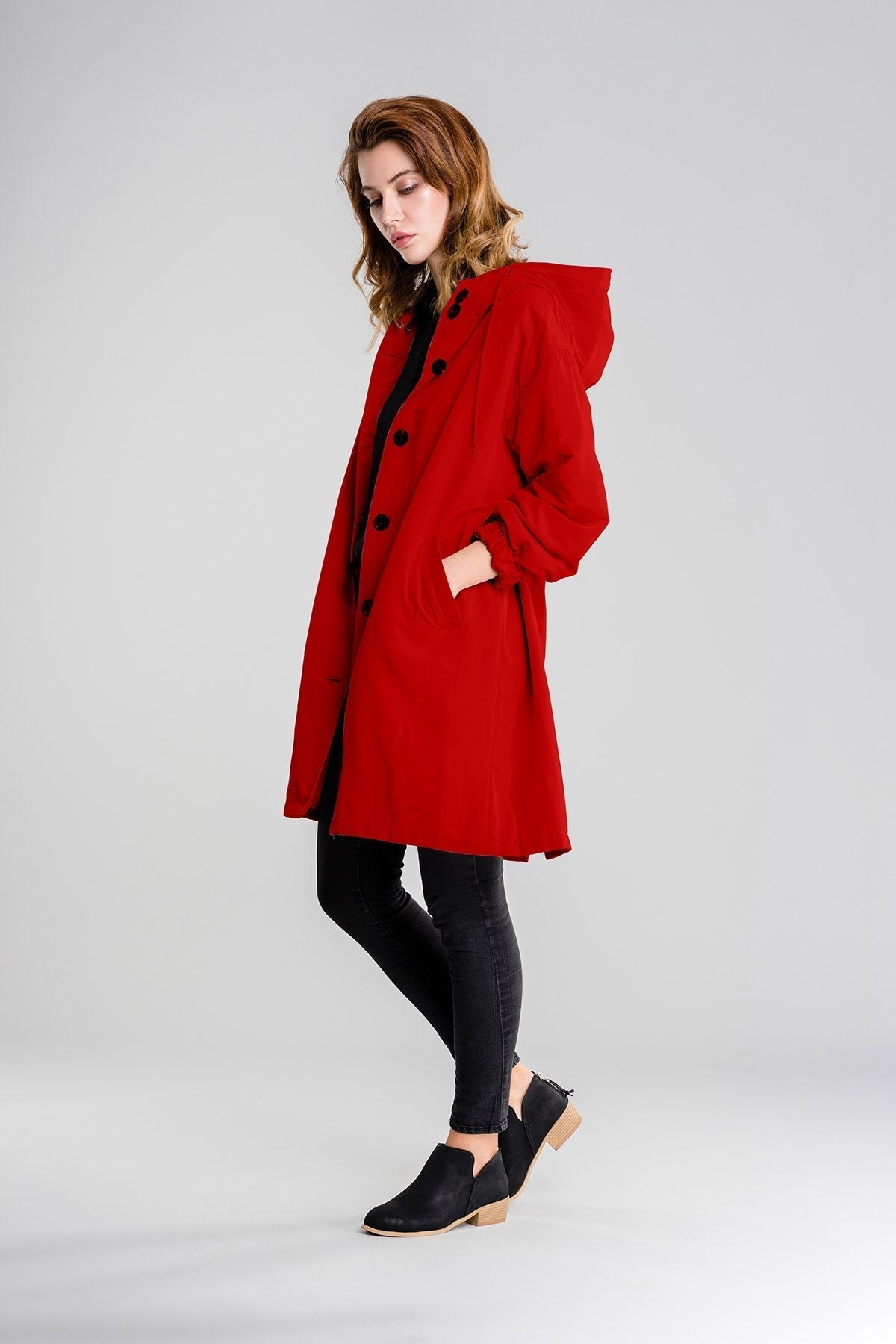 Dakota women's winter hooded coat loose fit button closure cozy warm everyday casual layer