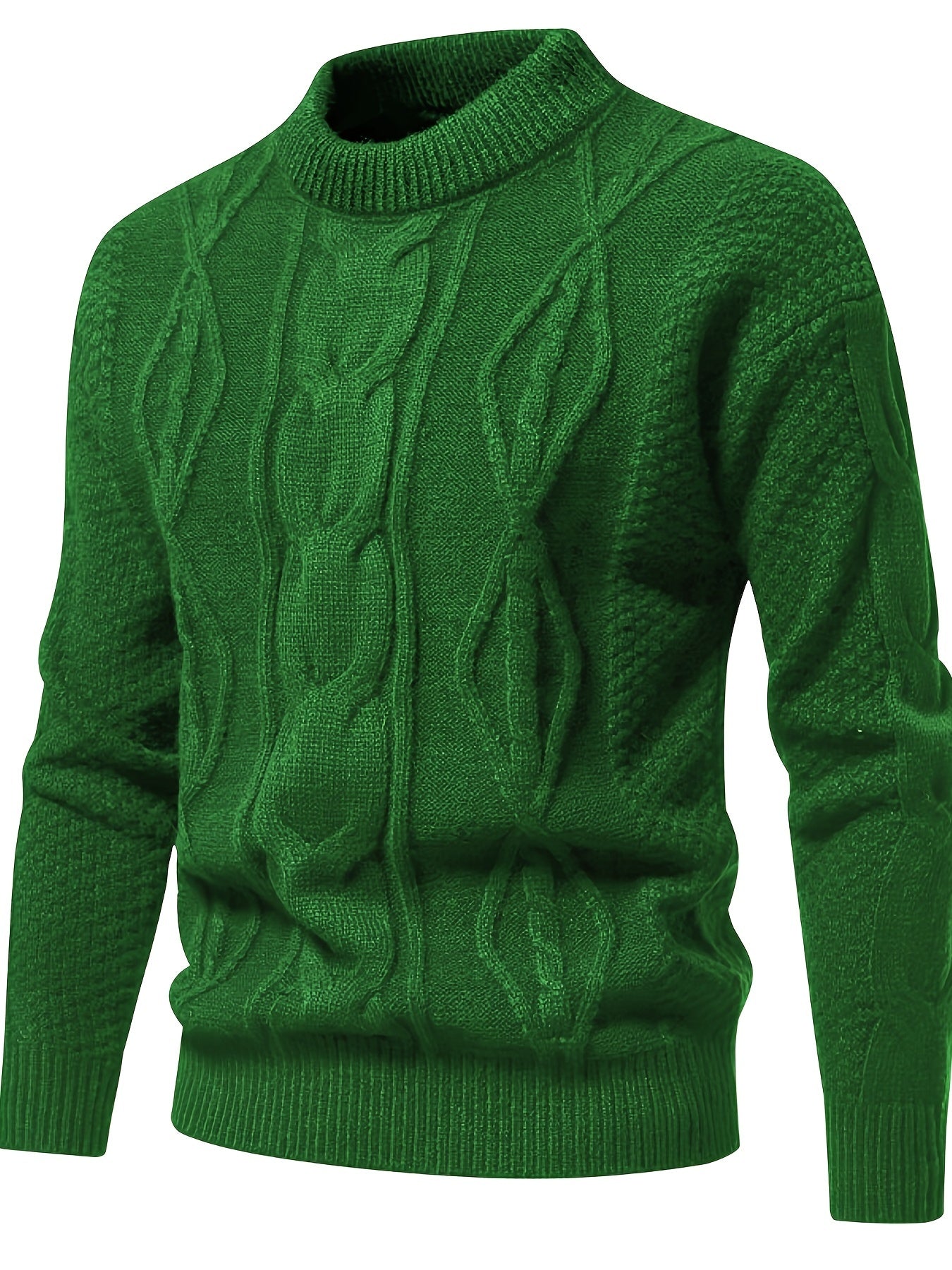 Men's solid knit sweater vintage style round neck monochrome stretchy breathable everyday layer