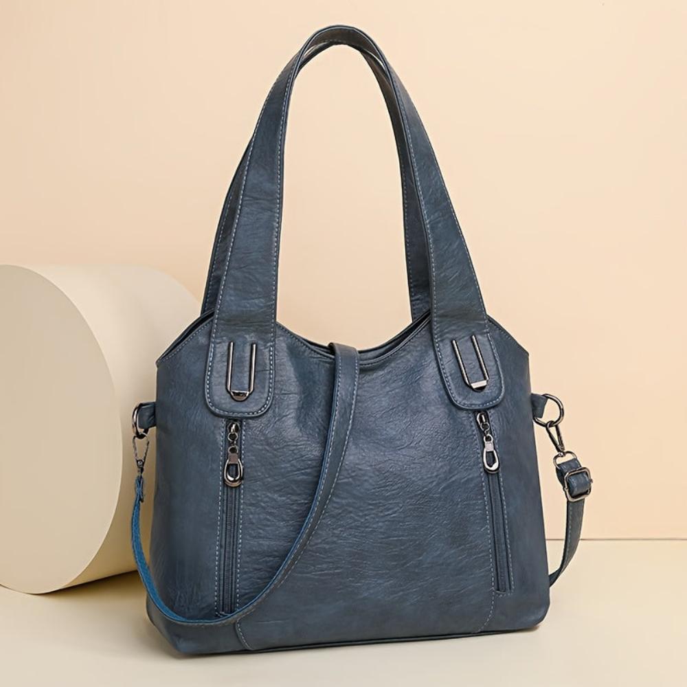 Wendy structured vegan leather tote bag dual handles adjustable strap all-season women's handbag