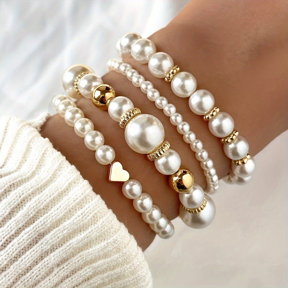 Mara | Elegant Bracelet Set for Women with Artificial Pearls - Urbann-Vibe