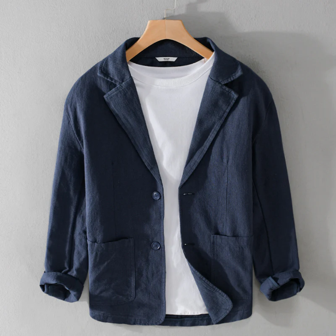 Men's relaxed fit linen cotton blend jacket individually dyed unique finish lightweight breathable layer