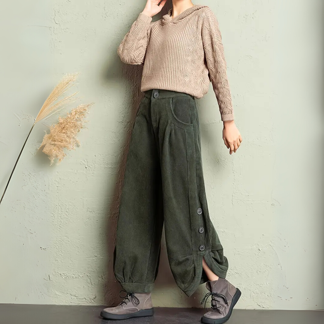 Haven corduroy pants unisex relaxed baggy fit soft textured solid color everyday comfort trousers