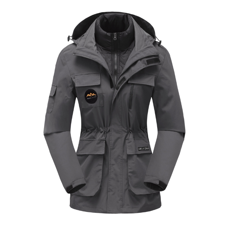 Women's olive utility ski jacket structured silhouette with layering-friendly design for active winter wear