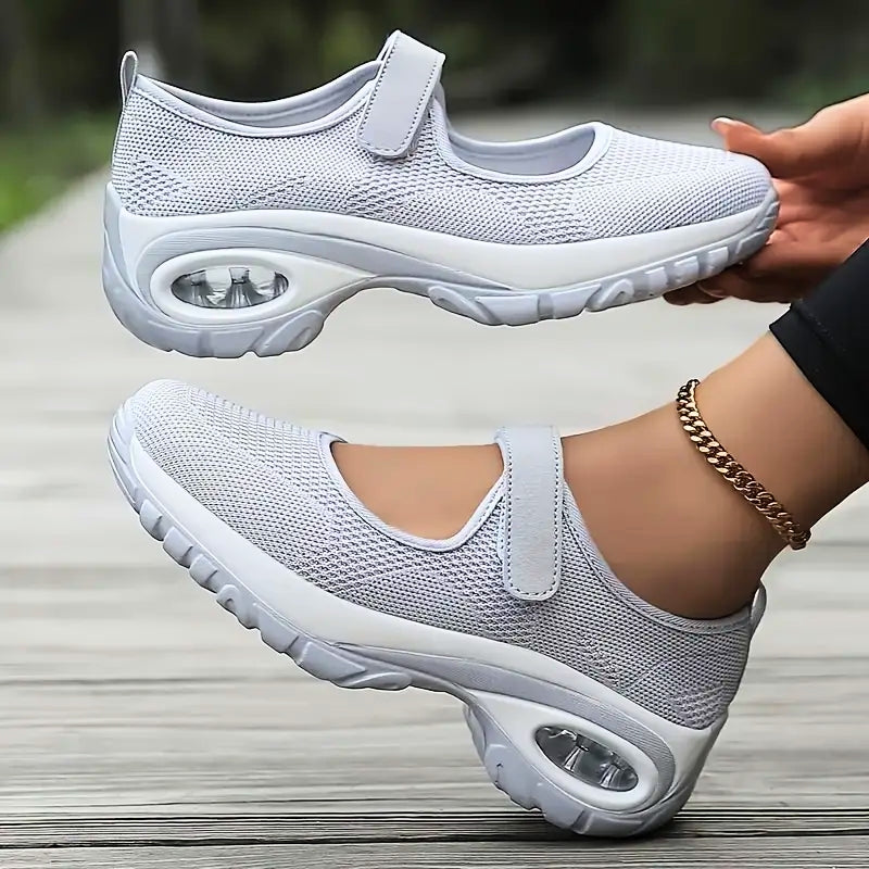 Nuvia soft knit orthopedic sneakers with built-in heel lift, posture-friendly supportive daily wear