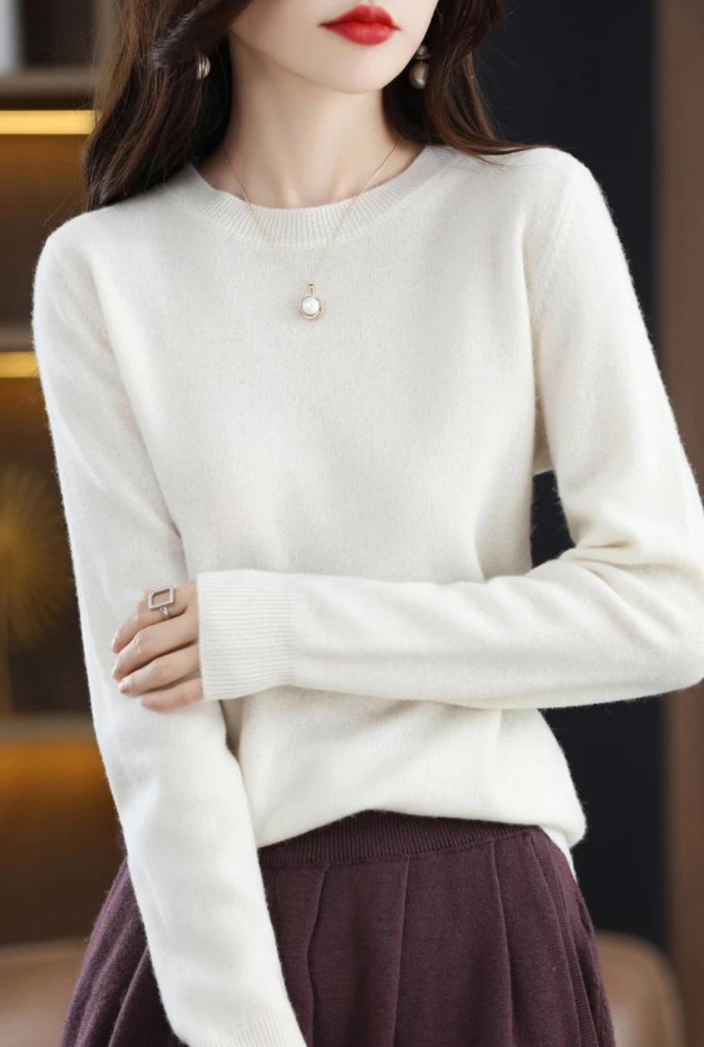 Daina women's classic wool sweater breathable timeless knit cozy everyday comfort all seasons