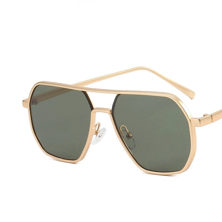 Lightweight stainless steel geometric aviator sunglasses, bold modern unisex silhouette with sleek frame