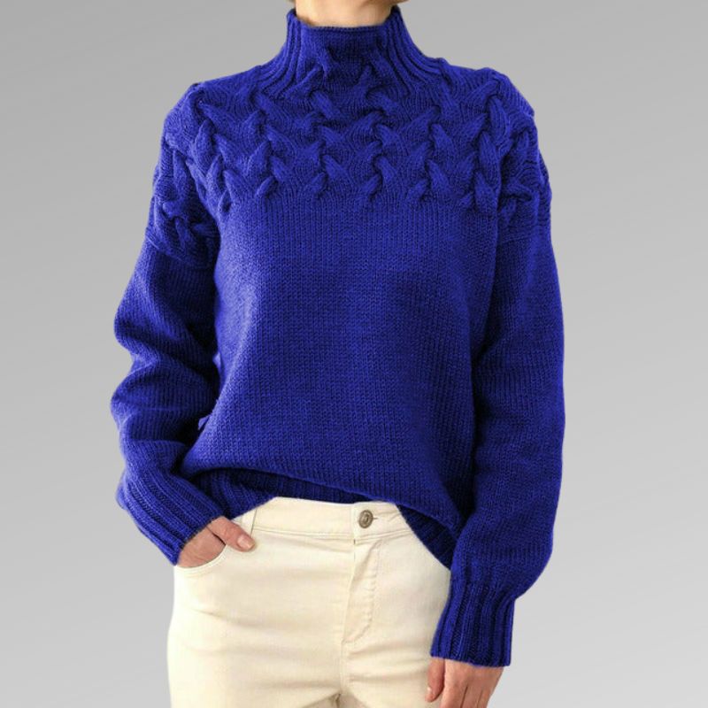 Neutral boxy rollneck sweater unisex cozy premium knit structured silhouette office everyday wear