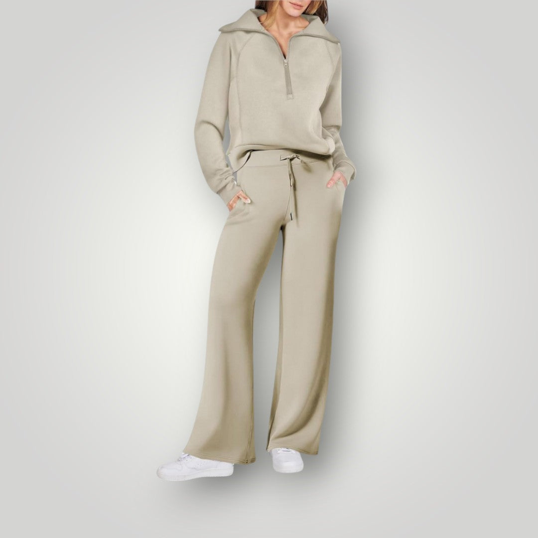 Luna | Women's Loungewear Set Half Zip Sweatshirt Wide Leg Pants
