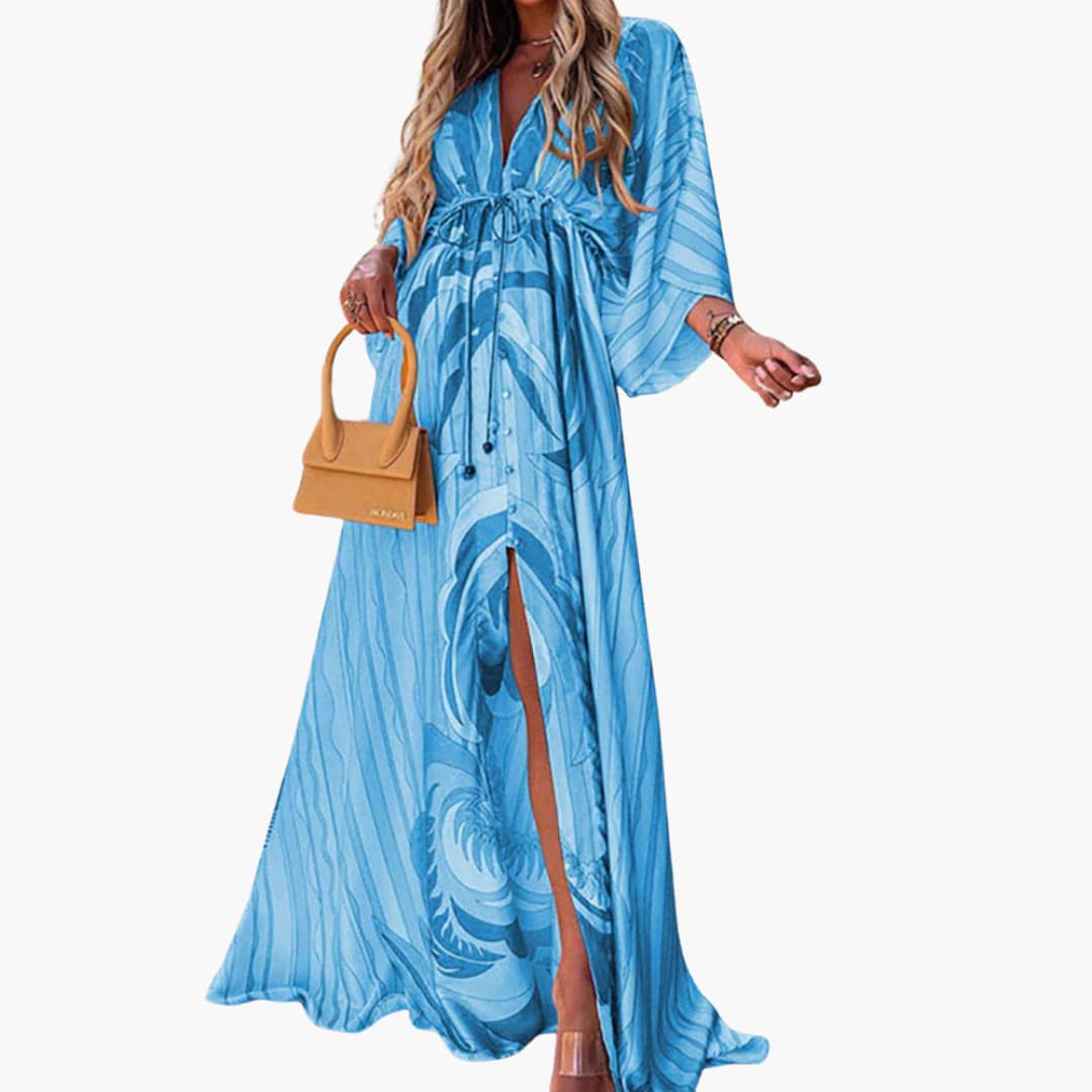 Women's colorful floral print maxi dress lightweight breathable fabric versatile summer style