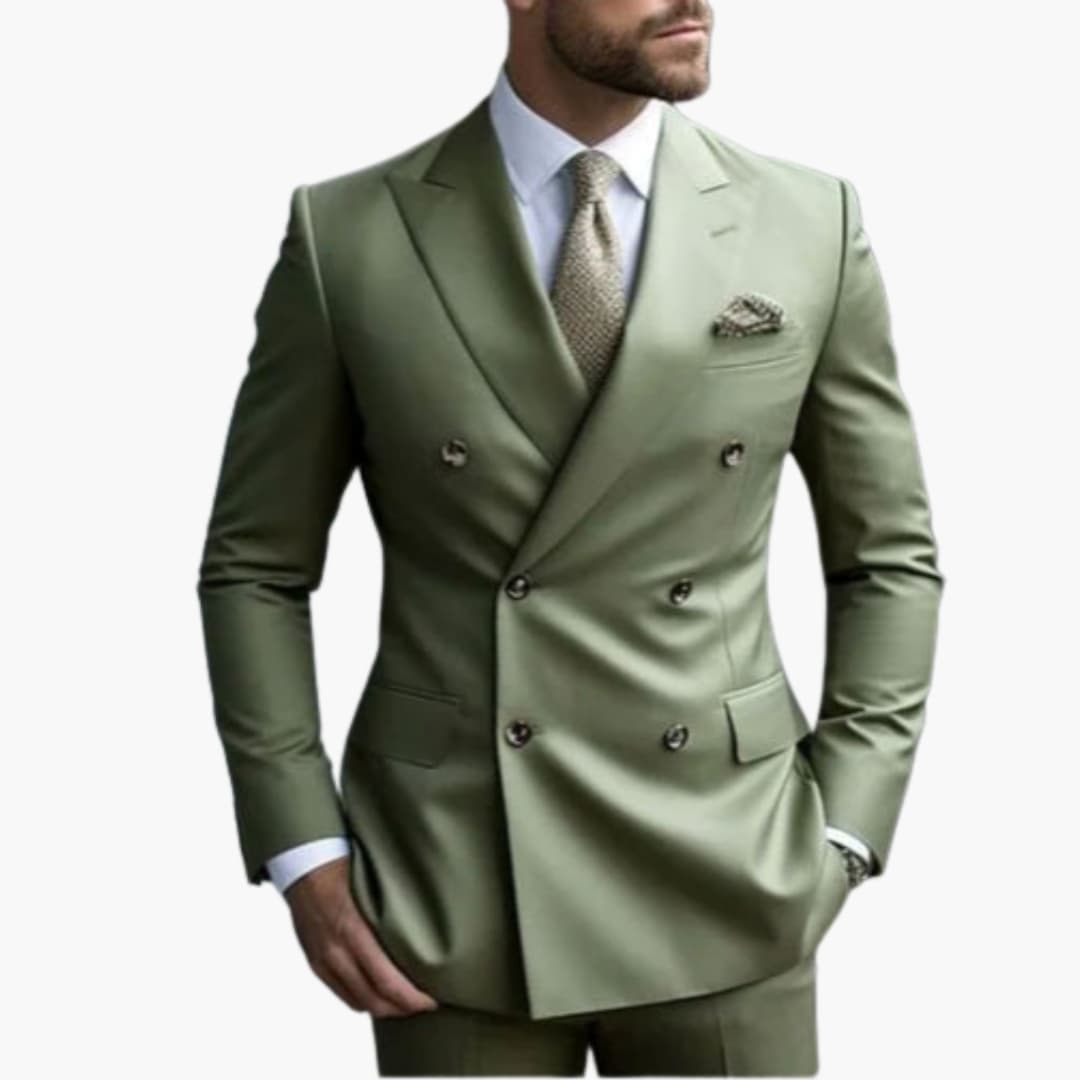 Men's navy double-breasted slim suit tailored lightweight modern professional two-piece formal