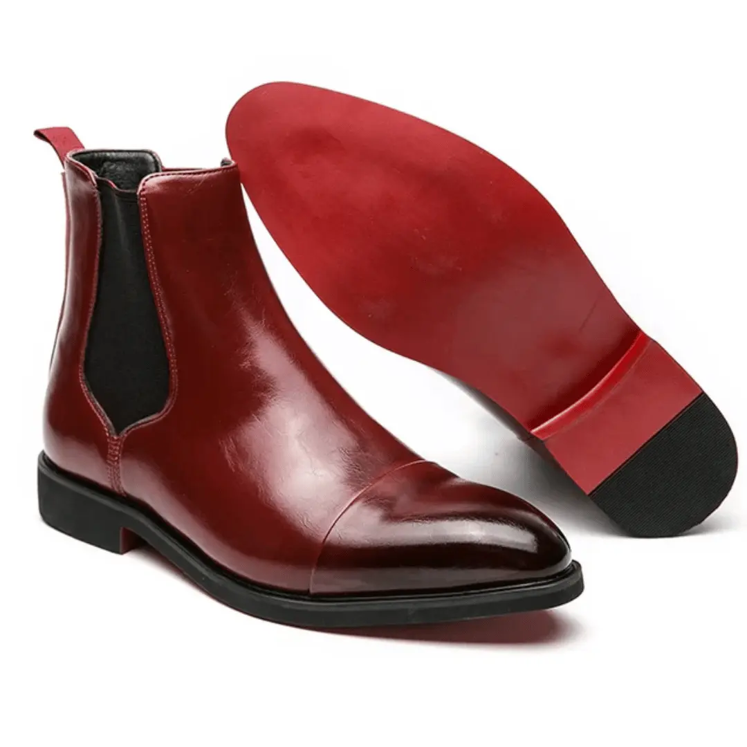 Men's brown handcrafted Italian leather Chelsea boots with classic silhouette and elastic side panels