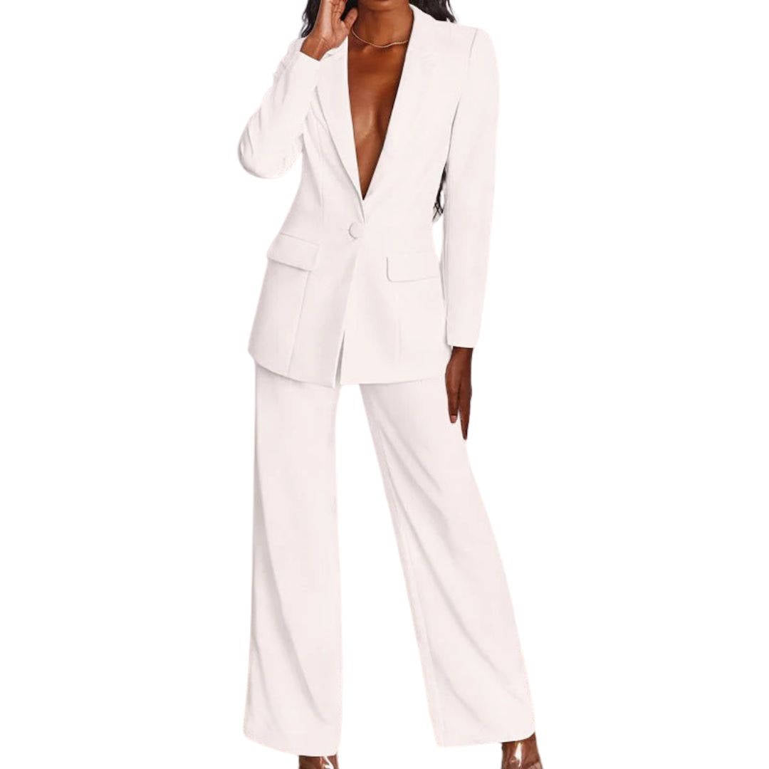 Women's elegant modern office suit set polyester-spandex blend with all-day stretch comfort