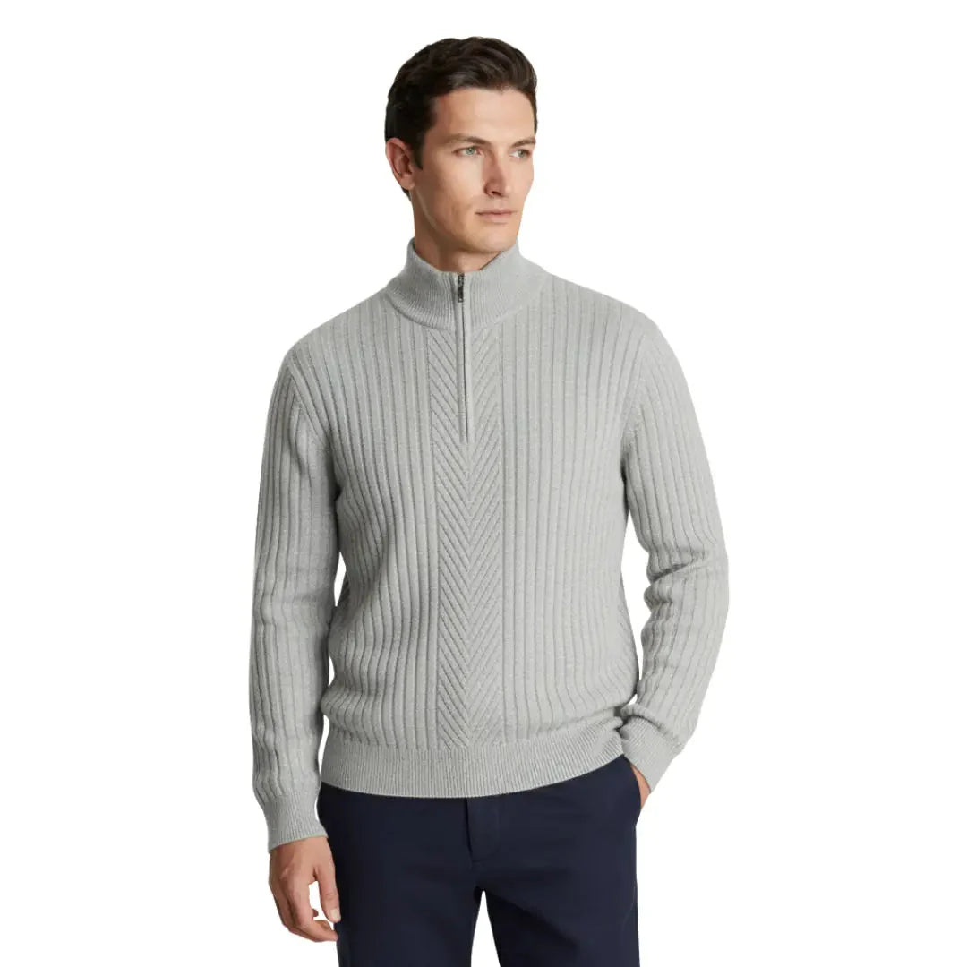 Watson wool full-zip sweater ribbed knit high collar versatile unisex knitwear in neutral tone