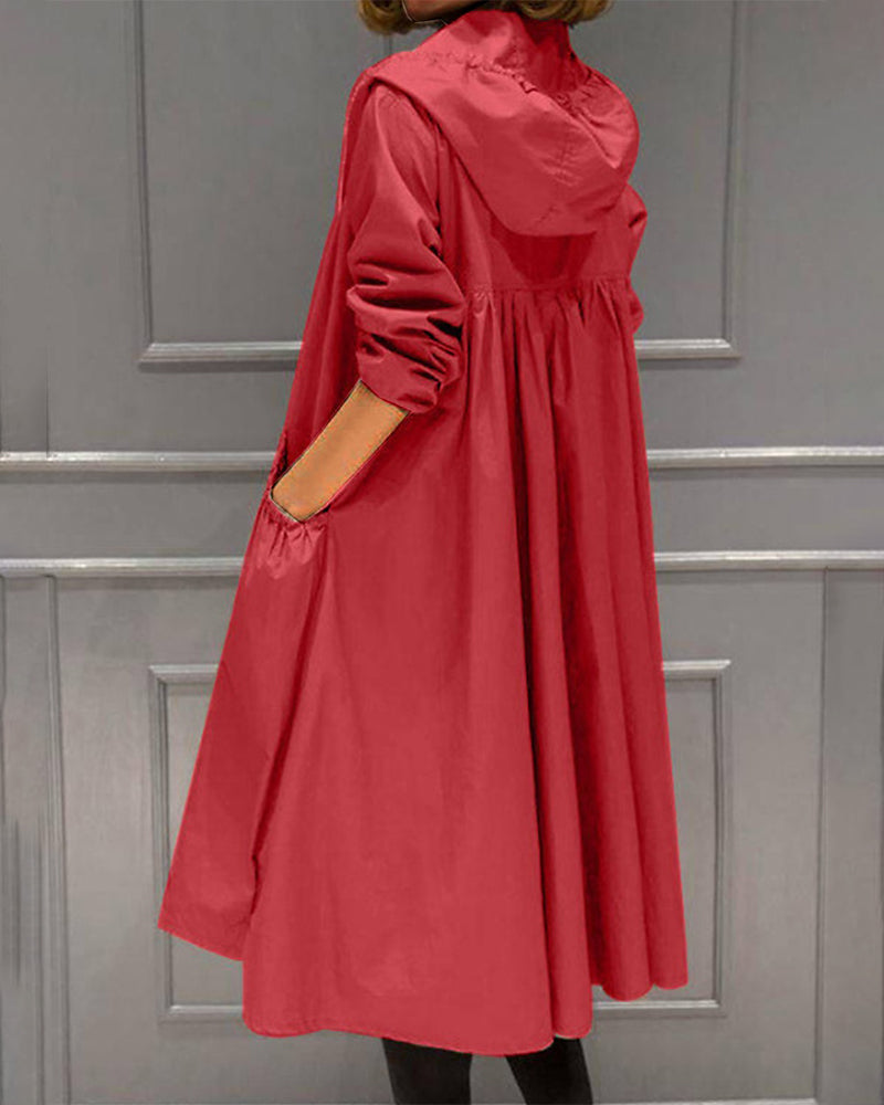 Women's long hooded full-zip jacket in versatile style with elongated silhouette for all-day warmth