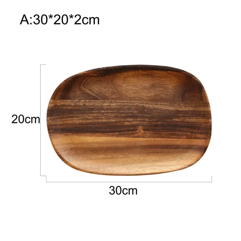 Minimalist acacia wood serving tray oval organic shape natural grain home entertaining decor