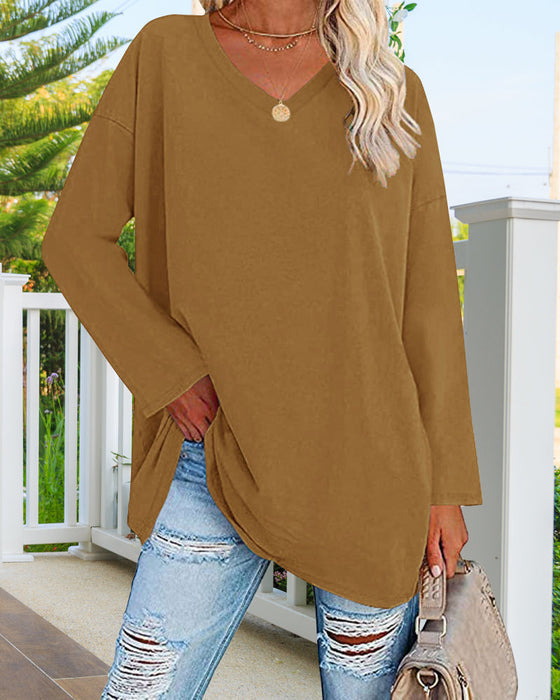 Women's white V-neck long sleeve blouse fitted silhouette soft breathable fabric office casual
