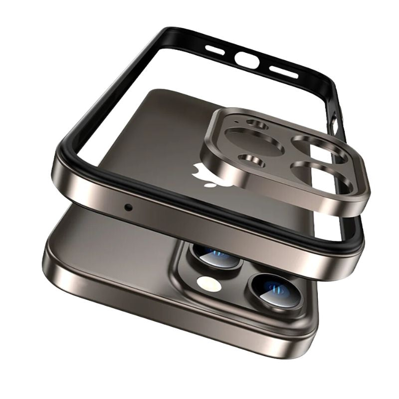 Premium aluminum alloy iPhone case minimalist frame ultra-durable impact-resistant with camera protection