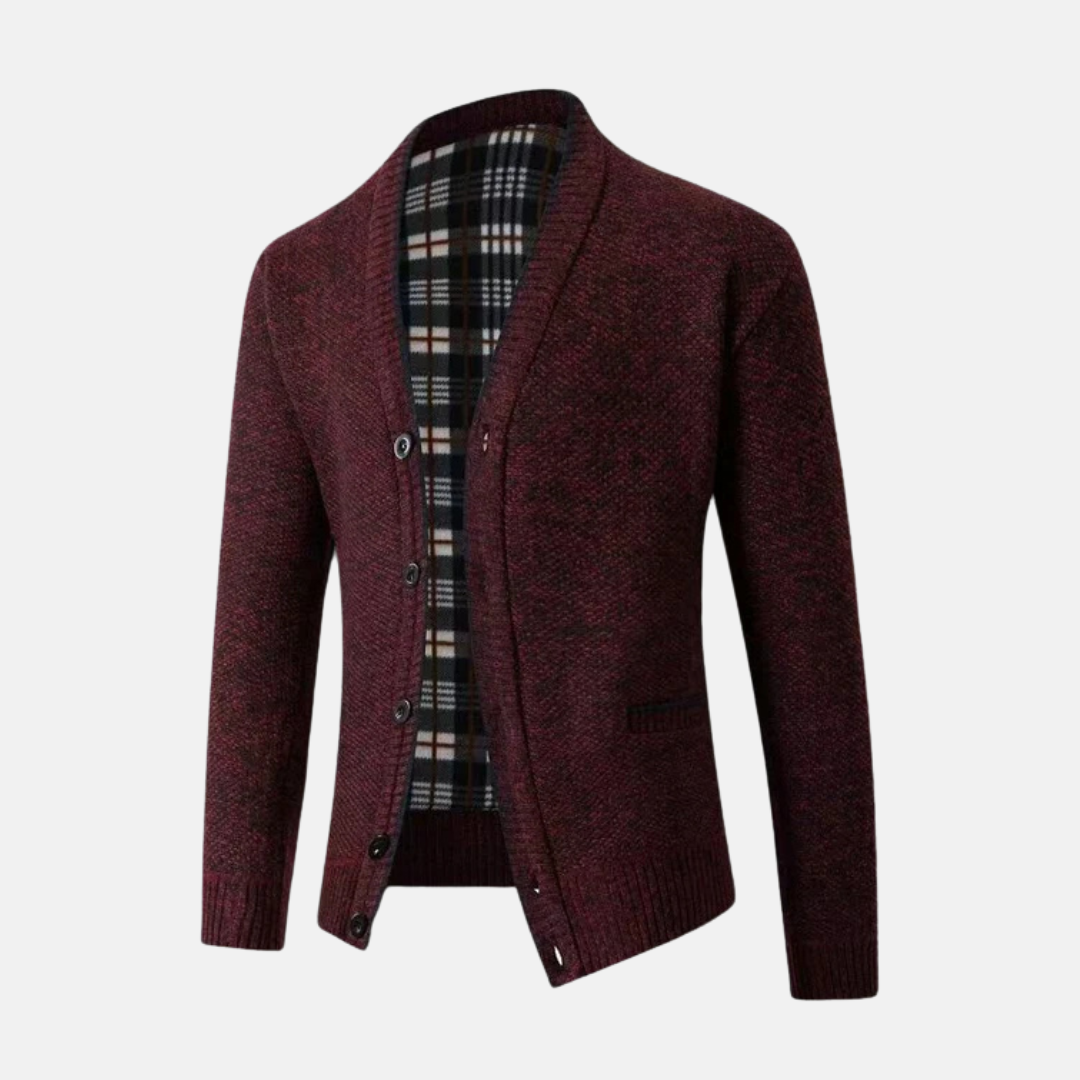 Men's slim-fit wool-blend knitted cardigan V-neck button front with pockets in versatile style