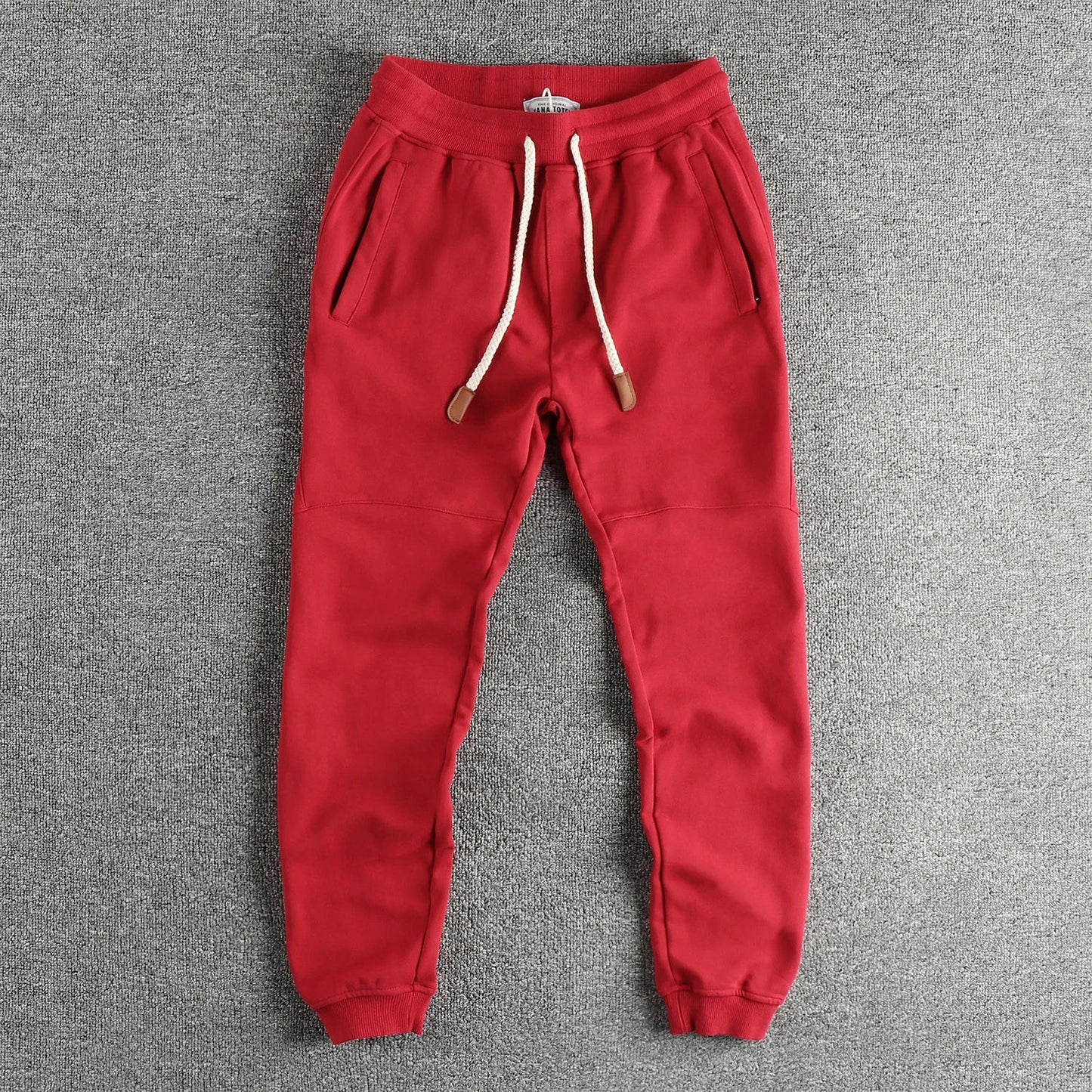 Men's charcoal tapered jogger pant heavyweight cotton fleece with zippered side pockets