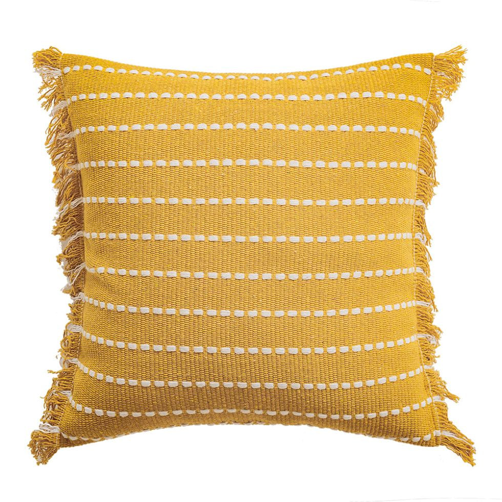 Eclectic boho woven cotton cushion cover 18x18 colorful textured accent for living room decor