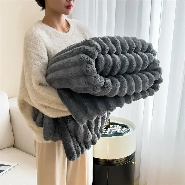 Quilted plush throw blanket ultra-cozy soft fabric ideal for cold nights warmth and comfort