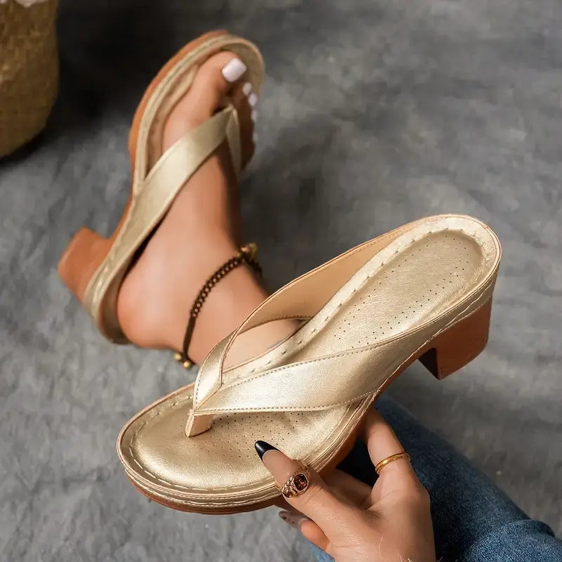 Mavine orthopedic slip-on sandals with cushioned arch support and chunky heel, everyday comfort