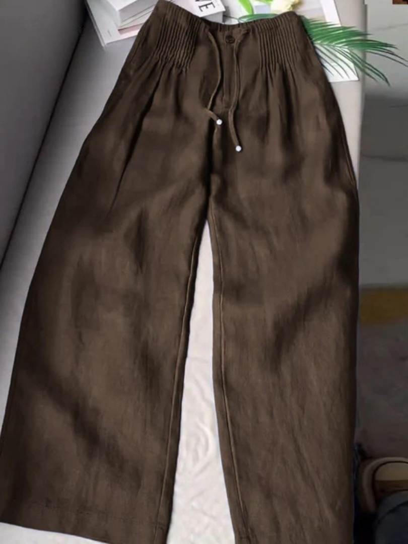 Women's relaxed wide-leg drawstring pants everyday comfort fit with elastic waistband contemporary style
